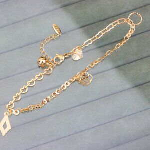"Rose Gold Anklet with Charms and Bell, XPAL1191